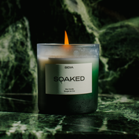 Lit SIDIA Soaked Candle on green countertop - Formula Fig