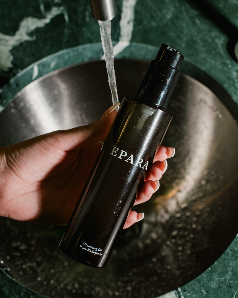 Epara Natural Cleansing Oil in sink