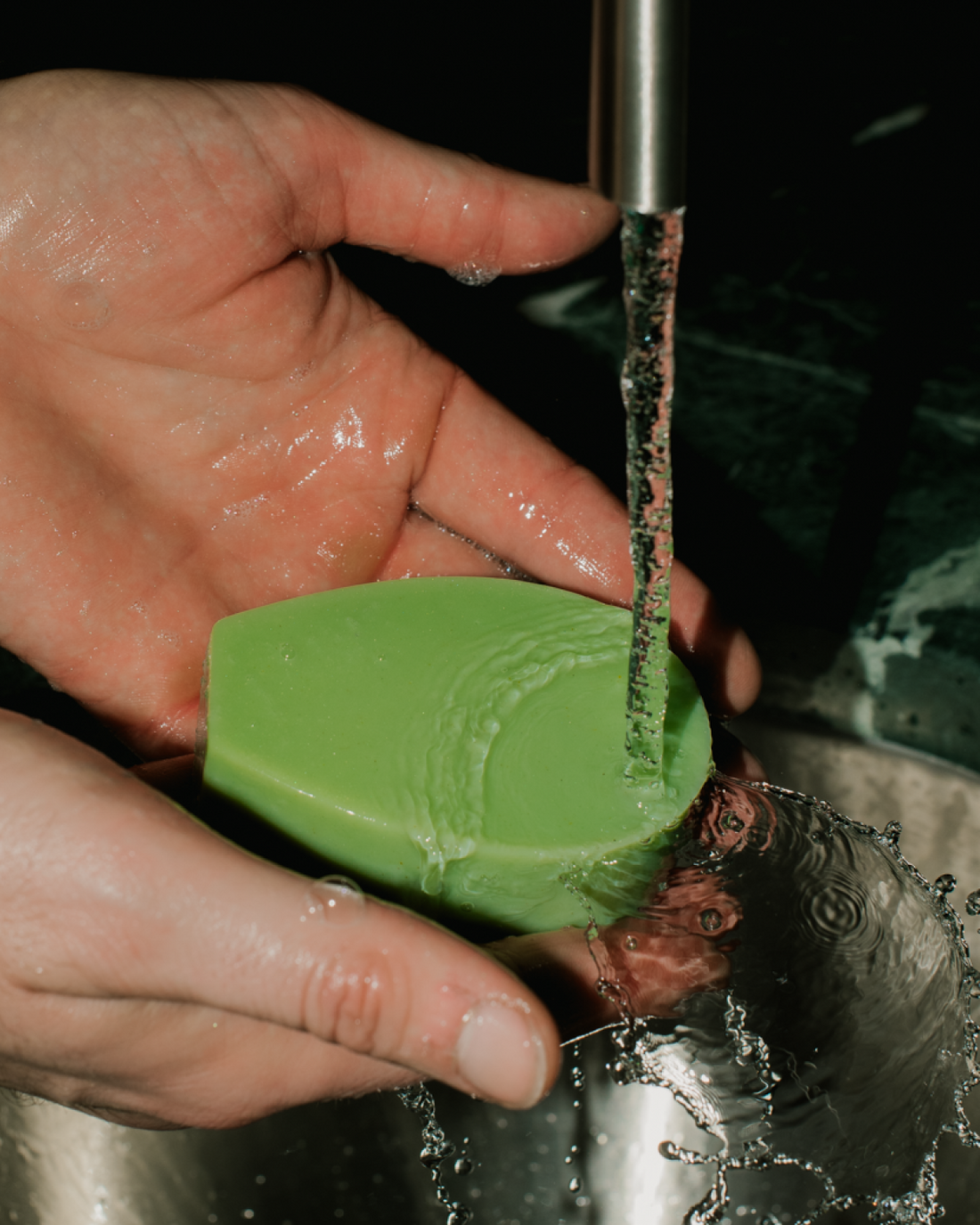 Planta Futura Cactus Soap under running water.